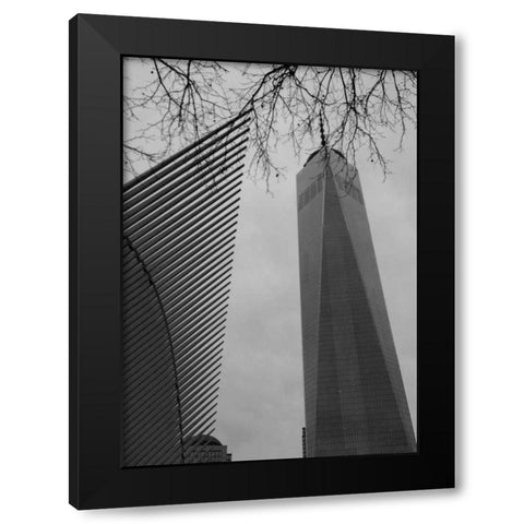 World Trade New York Black Modern Wood Framed Art Print by A.D. Lines