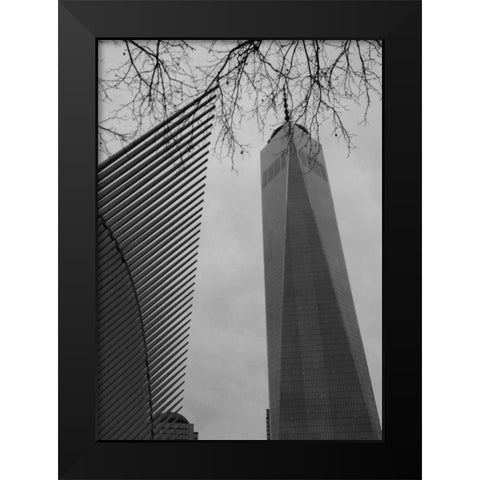World Trade New York Black Modern Wood Framed Art Print by A.D. Lines