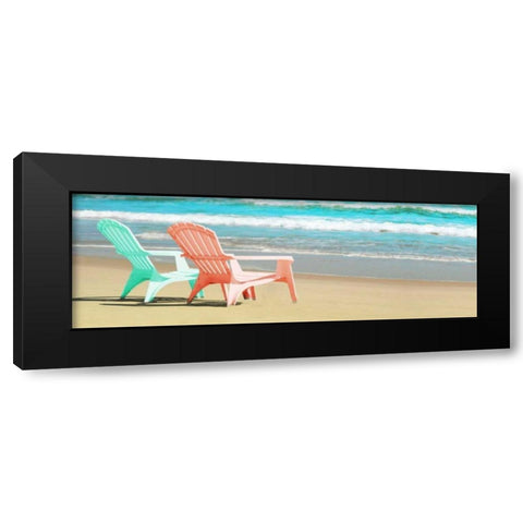 Bright Adirondak Chairs on the beach Black Modern Wood Framed Art Print with Double Matting by Foschino, Suzanne