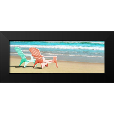 Bright Adirondak Chairs on the beach Black Modern Wood Framed Art Print by Foschino, Suzanne