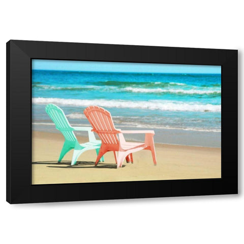 Adirondak Chairs on the beach Black Modern Wood Framed Art Print by Foschino, Suzanne