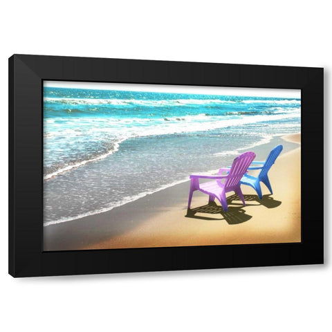 Bright Adirondak chairs right 1 Black Modern Wood Framed Art Print with Double Matting by Foschino, Suzanne