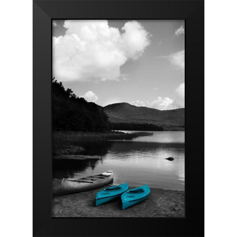 Kayak Teal Black Modern Wood Framed Art Print by Foschino, Suzanne