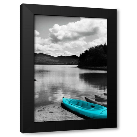 Kayak Teal Black Modern Wood Framed Art Print with Double Matting by Foschino, Suzanne