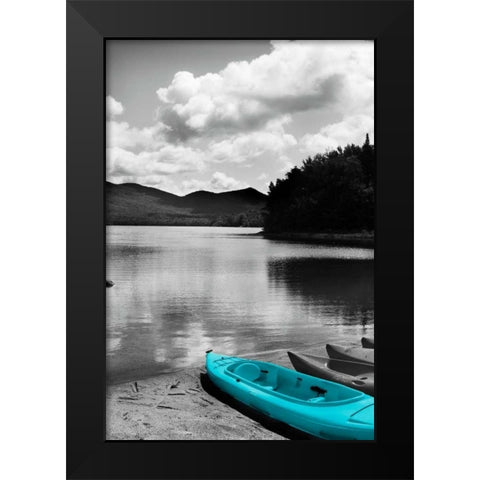 Kayak Teal Black Modern Wood Framed Art Print by Foschino, Suzanne