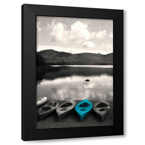 Kayaks Teal Black Modern Wood Framed Art Print by Foschino, Suzanne
