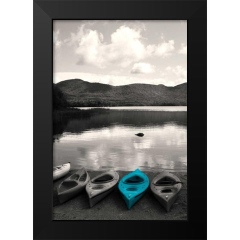Kayaks Teal Black Modern Wood Framed Art Print by Foschino, Suzanne