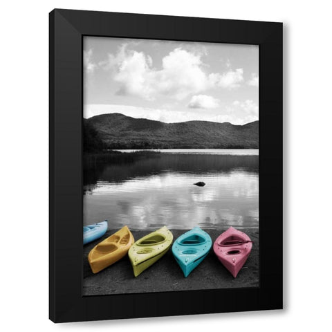 Kayaks Pastels Black Modern Wood Framed Art Print with Double Matting by Foschino, Suzanne