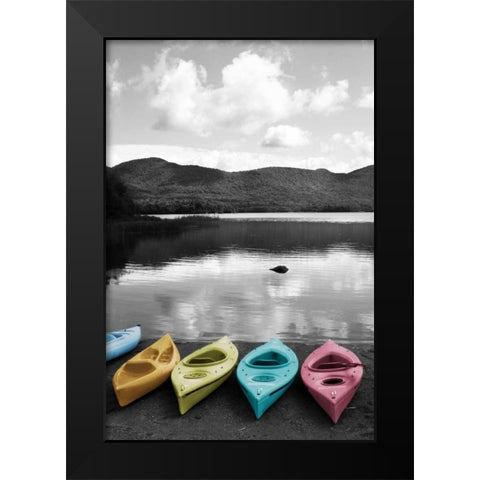 Kayaks Pastels Black Modern Wood Framed Art Print by Foschino, Suzanne
