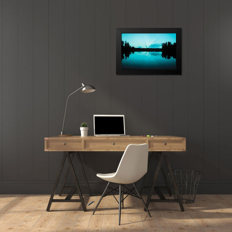 Sunset Lake Teal Black Modern Wood Framed Art Print by Foschino, Suzanne