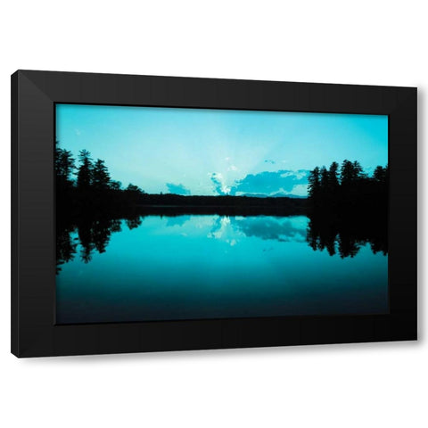 Sunset Lake Teal Black Modern Wood Framed Art Print with Double Matting by Foschino, Suzanne