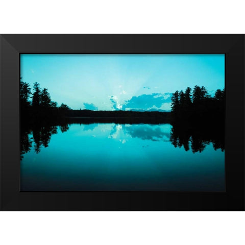 Sunset Lake Teal Black Modern Wood Framed Art Print by Foschino, Suzanne
