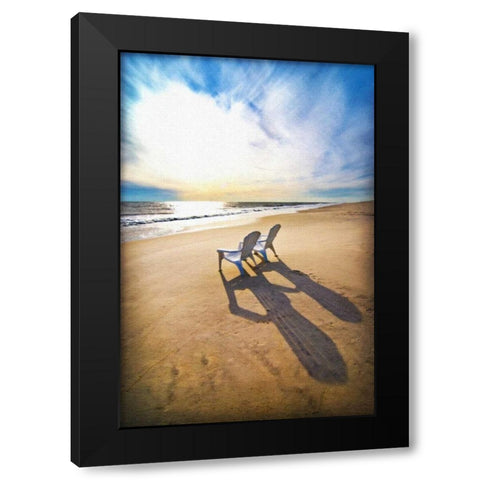 Beach Chairs Painting Black Modern Wood Framed Art Print with Double Matting by Foschino, Suzanne
