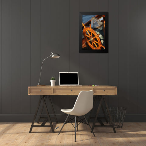Ships Wheel Black Modern Wood Framed Art Print by Foschino, Suzanne