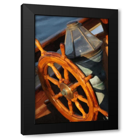 Ships Wheel Black Modern Wood Framed Art Print by Foschino, Suzanne