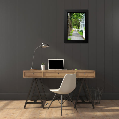 Country Town Sidewalk Black Modern Wood Framed Art Print by Foschino, Suzanne
