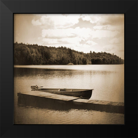 Boat Dock Sepia Black Modern Wood Framed Art Print by Foschino, Suzanne