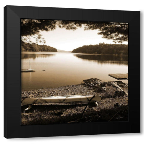 Canoe on Shore sepia Black Modern Wood Framed Art Print by Foschino, Suzanne