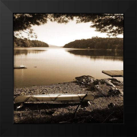 Canoe on Shore sepia Black Modern Wood Framed Art Print by Foschino, Suzanne