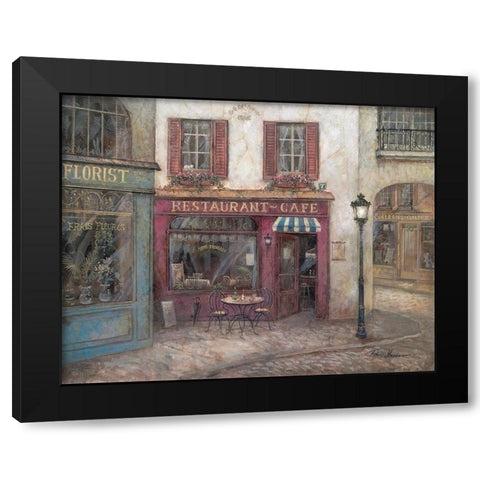 Table For Two Black Modern Wood Framed Art Print with Double Matting by Manning, Ruane