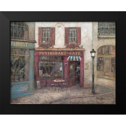 Table For Two Black Modern Wood Framed Art Print by Manning, Ruane