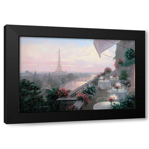 Dinner on Terrace Black Modern Wood Framed Art Print with Double Matting by Kieffer, Christa