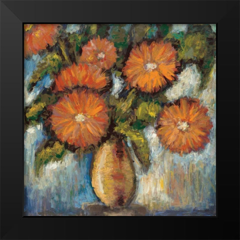 Orange Poppies I Black Modern Wood Framed Art Print by Tina