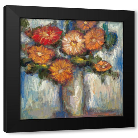 Orange Poppies II Black Modern Wood Framed Art Print with Double Matting by Tina