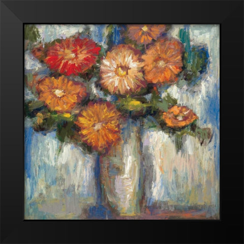 Orange Poppies II Black Modern Wood Framed Art Print by Tina