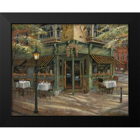 Mandis Cafe Black Modern Wood Framed Art Print by Manning, Ruane