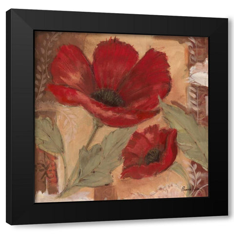 Amapola Roja I Black Modern Wood Framed Art Print with Double Matting by Luer, Pamela