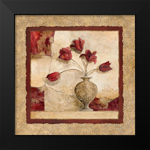 Cinq Tulipes Black Modern Wood Framed Art Print by Olson, Charlene