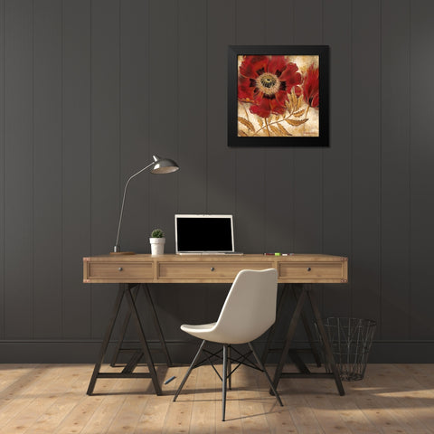 Red Poppy Black Modern Wood Framed Art Print by Henson, Richard