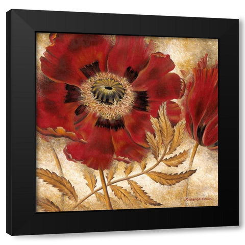 Red Poppy Black Modern Wood Framed Art Print by Henson, Richard