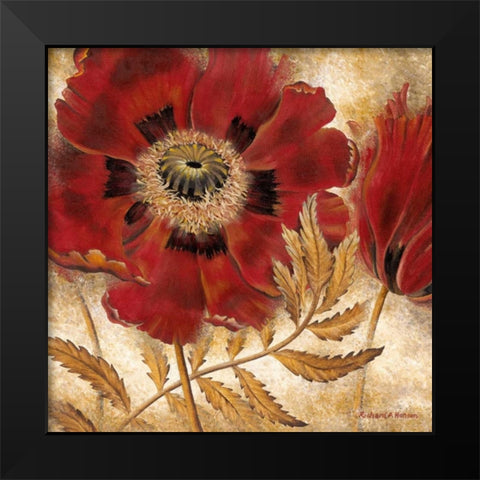 Red Poppy Black Modern Wood Framed Art Print by Henson, Richard
