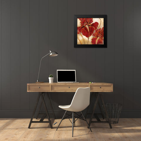 Red Iris Black Modern Wood Framed Art Print by Henson, Richard