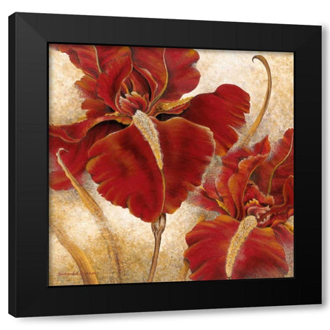 Red Iris Black Modern Wood Framed Art Print with Double Matting by Henson, Richard
