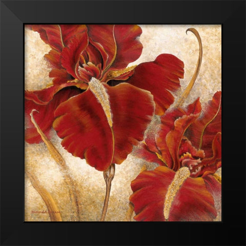 Red Iris Black Modern Wood Framed Art Print by Henson, Richard