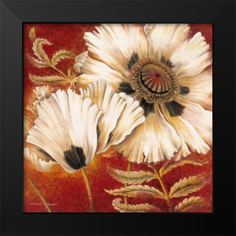 White Poppy Black Modern Wood Framed Art Print by Henson, Richard