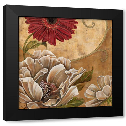 Floral Aura I Black Modern Wood Framed Art Print with Double Matting by Donovan, Maria