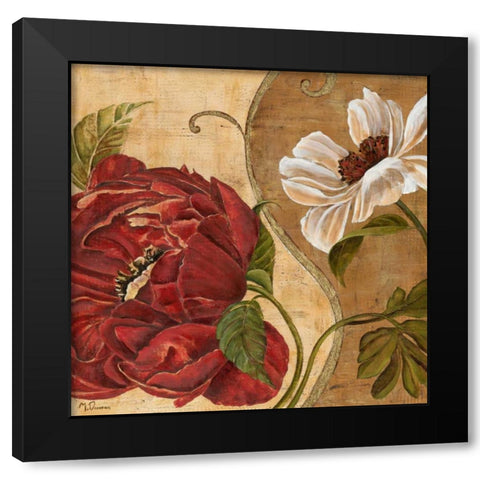 Floral Aura II Black Modern Wood Framed Art Print with Double Matting by Donovan, Maria