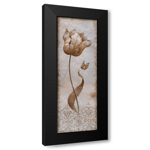 Tulip and Butterfly I Black Modern Wood Framed Art Print by Nan