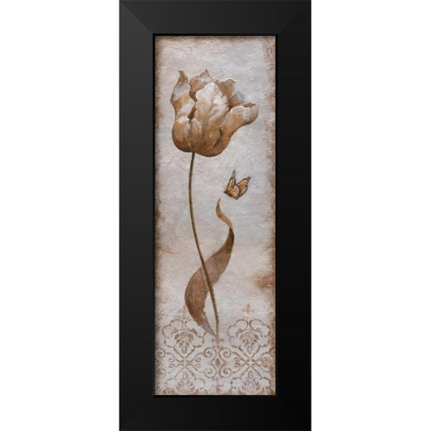 Tulip and Butterfly I Black Modern Wood Framed Art Print by Nan