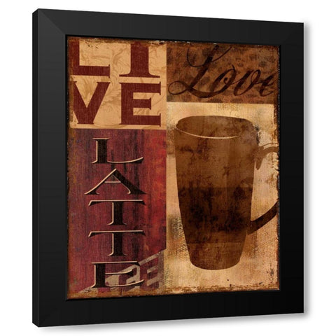 Live Love Latte Black Modern Wood Framed Art Print with Double Matting by Donovan, Kelly