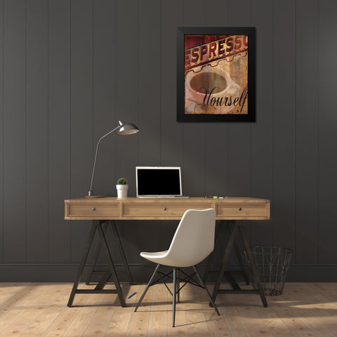 Espresso Yourself Black Modern Wood Framed Art Print by Donovan, Kelly