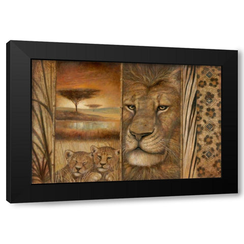 Africas Tapestry Black Modern Wood Framed Art Print by Manning, Ruane