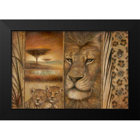 Africas Tapestry Black Modern Wood Framed Art Print by Manning, Ruane