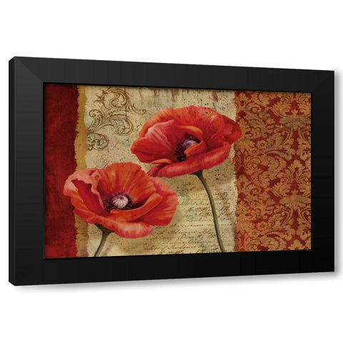 Poppy Flourish Black Modern Wood Framed Art Print with Double Matting by Knutsen, Conrad