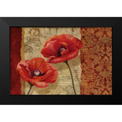 Poppy Flourish Black Modern Wood Framed Art Print by Knutsen, Conrad