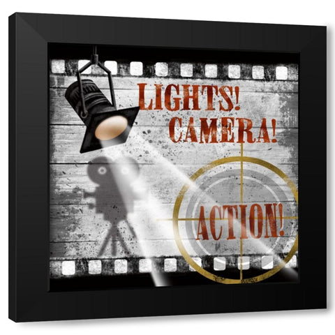 Lights-Camera Black Modern Wood Framed Art Print with Double Matting by Knutsen, Conrad